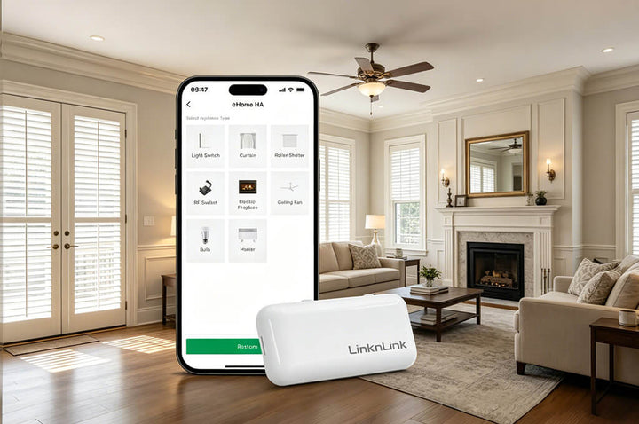 eHome HA helps bring RF-controlled fans, shades, and legacy remotes into a Home Assistant-centered automation setup.
