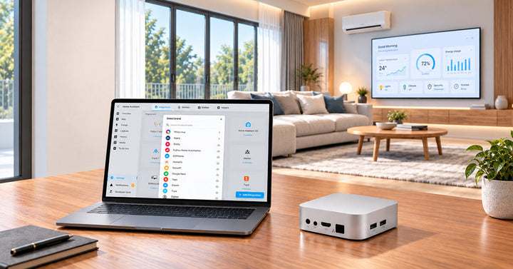 HomeClaw Max smart home dashboard in a living room