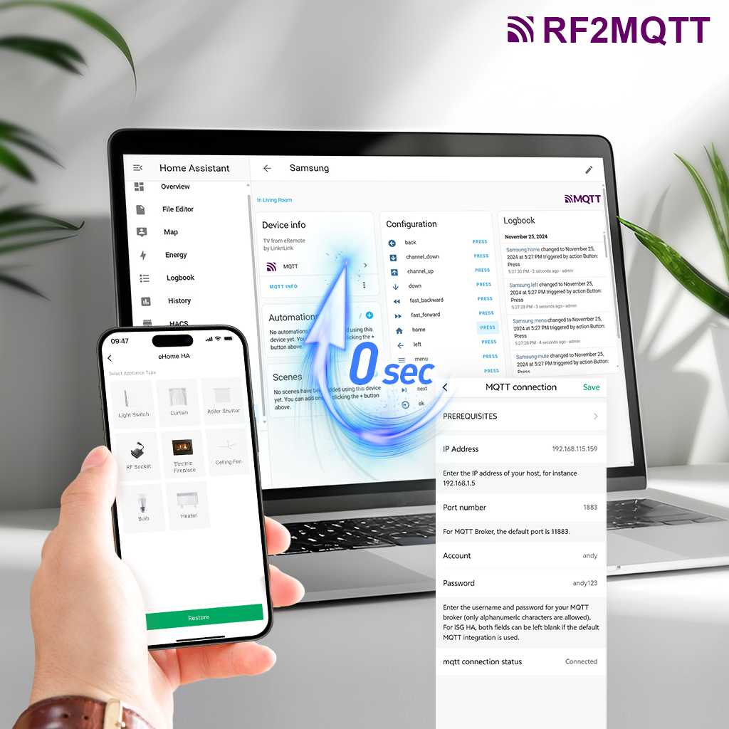 LinknLink eHome HA RF Hub for Home Assistant, MQTT & Smart Home