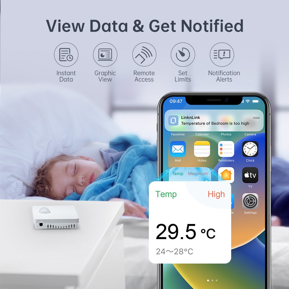 LinknLink Multi Sensor: Temperature and Humidity, PIR Motion Sensor, Brightness Sensor and Switch Button for Automations, Battery Power LinknLink