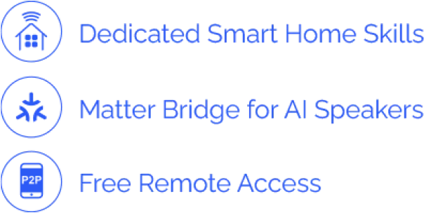 Dedicated Smart Home Skills. Matter Bridge for AI Speakers. Free Remote Access.